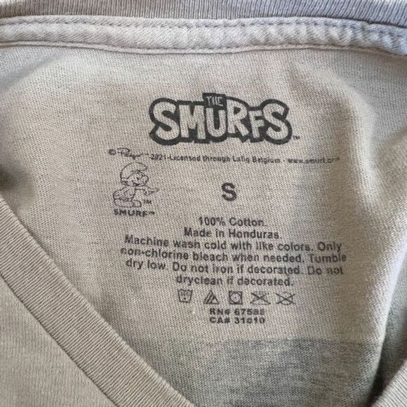 The Smurfs with Mushrooms Beige Officially Licensed Tee Shirt Beige Size Small - Picture 4 of 7